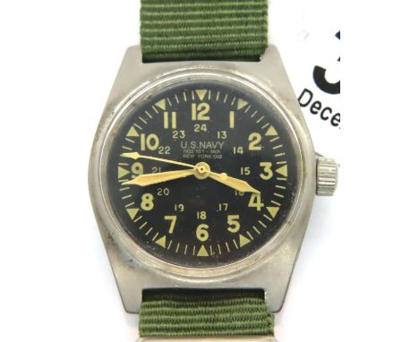 Vietnam Made USMC (US Navy) manual wristwatch with Vietnamese made internals. P&amp;P Group 1 (£14+VAT for the first lot and 