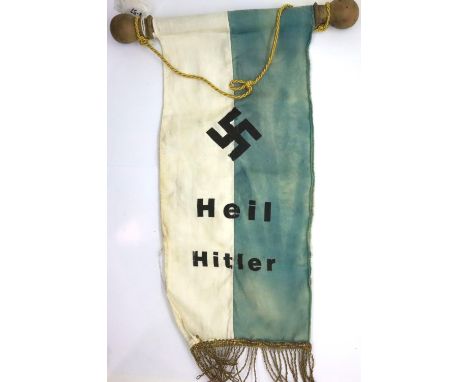 Third Reich fringed window banner. P&amp;P Group 2 (£18+VAT for the first lot and £3+VAT for subsequent lots) 