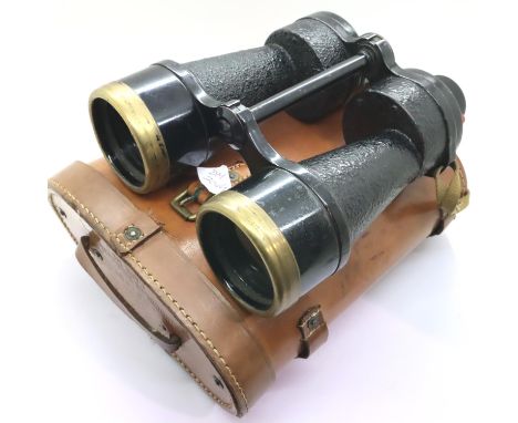 Nottingham Instruments Limited Prismatic no 5 binoculars stamped with a Broad Arrow, in a BH &amp; G case. Refurbished with n