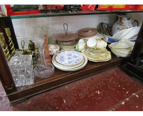 Large collection of china, brass & glass etc (whole shelf)