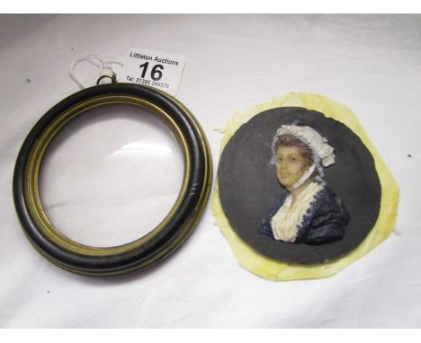 19C wax portrait of lady
