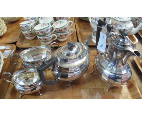 Four piece silver plated tea service with ebonized handles and finials. (4)(B.P. 24% incl. VAT)