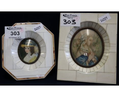 Two ivory framed portrait miniatures, 20th Century. (B.P. 24% incl. VAT)
