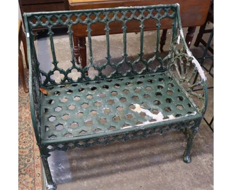 Painted cast iron pierced two seater garden bench.(B.P. 24% incl. VAT)