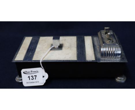 Art Deco chrome plated cigarette box with integral lighter (disassembled, may not be complete).(B.P. 24% incl. VAT) 