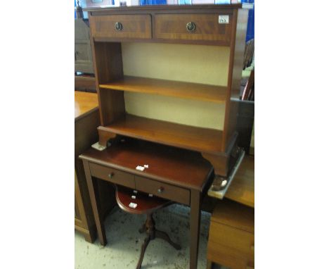 Three reproduction pieces of furniture to include small tripod, occasional table, single drawer side table and a mahogany inl