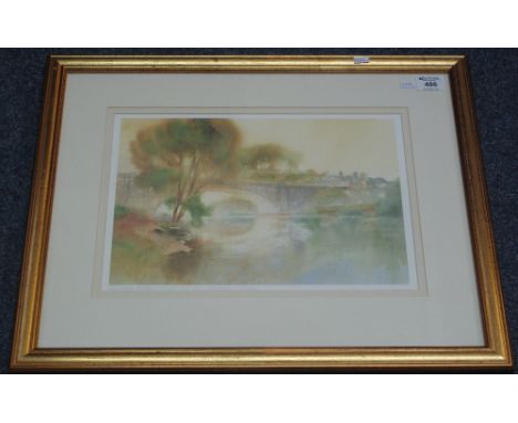 After Simon Jones, 'Llandeilo bridge', limited edition coloured print, signed in pencil by the artist, no. 123/850. 25 x 36cm