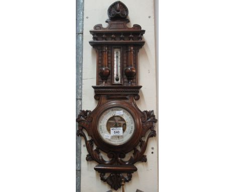 20th Century French foliate carved aneroid wall barometer.(B.P. 24% incl. VAT)