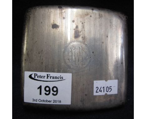 Silver engine turned cigarette case with initial cartouche, Birmingham hallmarks, 4.2ozs approx. (B.P. 24% incl. VAT)