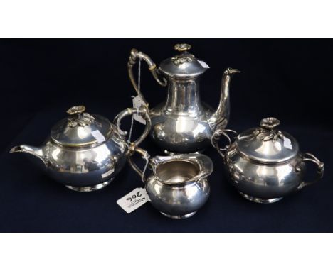 Christofle silver plated four piece tea service comprising: teapot, water jug, sucrier and cream jug. (4)(B.P. 24% incl. VAT)