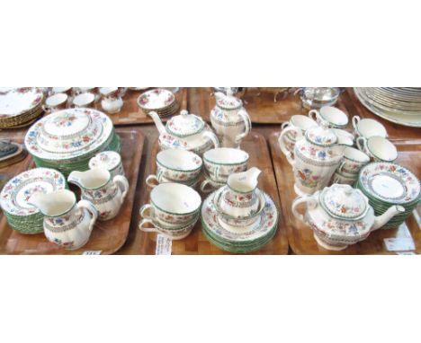 Three trays of Copeland Spode 'Chinese Rose' teaware to include: teapots, water jugs, cups, saucers, muffin dish, milk jug, s