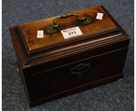 18th Century mahogany tea caddy with stepped hinged lid. (B.P. 24% incl. VAT)