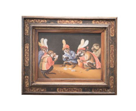 Abram Tenieres (1629-1670) "Monkeys playing cardsAbram Tenieres (1629-1670) "Monkeys playing cards", oil on wood, dimensions:
