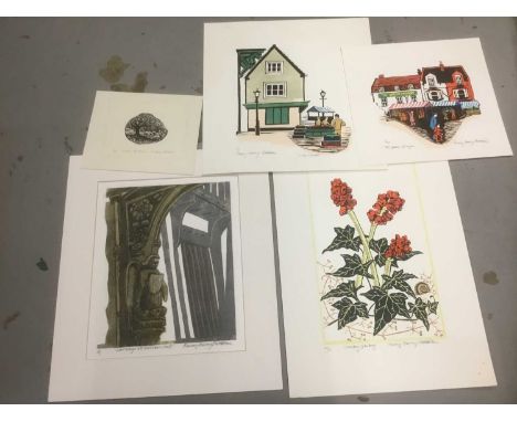 Penny Berry Paterson (1941-2021) colour print, Under the Olives, signed, inscribed and numbered 8/15, image 6 x 8cm, together