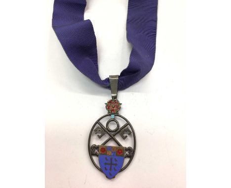 White metal and enamel Westminster Abbey Stewards neck badge