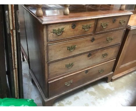 George III mahogany chest of drawers, with two short over three long graduated drawers on bracket feet, 94cm wide x 49cm deep