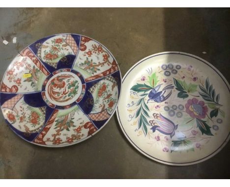 19th century Japanese dish and a Poole pottery charger