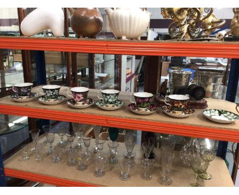 Six Royal Albert 'Provincial Flowers' cups and saucers, together with one further saucer, and a Border Fine Art sculpture ent