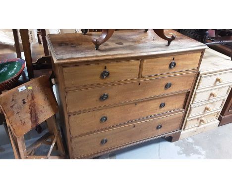 19th century mahogany chest of five drawers on bracket feet