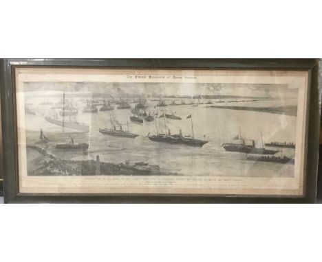 After H C Seppings-Wright, lithographic print, The Funeral Procession of Queen Victoria, in glazed frame, total size 110 x 53