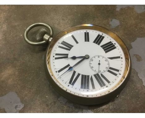 Goliath pocket watch, with 3.5in enamel dial Condition report: Watch winds and ticks but we cannot guarantee the accuracy of 