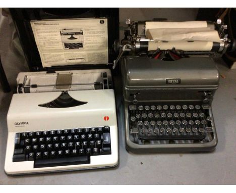 Twold typewriters and chandelier