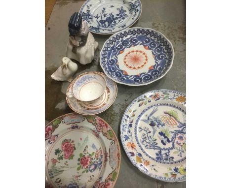 18th century Chinese porcelain dish, another, a Japanese dish, Royal Copenhagen figure, Nao figure, various other itemsCondit