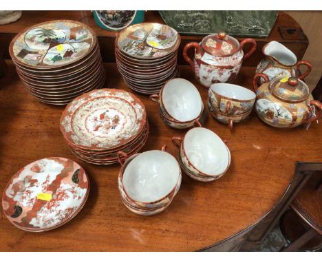 Large quantity of Kutani ware, including cups, saucers, sugar bowls, etc