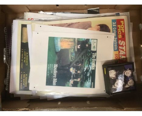 Beatles calendars, modern reproduction prints and tile coasters