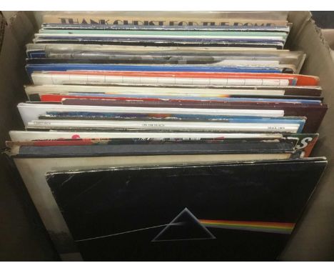 Two boxes of LP records (approximately 100) including Beatles, Pink Floyd, Free, Jethro Tull, Kate Bush, Muddy Waters, Wishbo