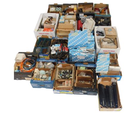 Automotive spares mainly Mazda, including brake parts, fan belts, filters, gasket sets, brake pads and shoes, hoses, lights, 