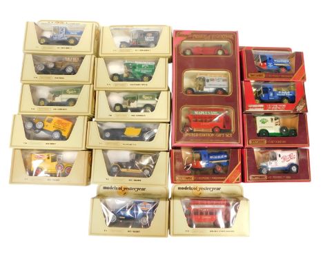 Matchbox Models of Yesteryear, including Y24 1928 Bugatti T44, Y5 1927 Talbot Tasty Old Fashioned Enriched Bread, Y22 1934 Mo