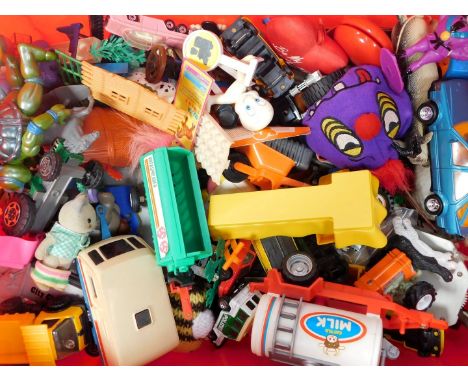 Various diecast and other toys, including Teenage Mutant Ninja Turtles, Trolls, Sylvanian Families, Matchbox diecast cars, et