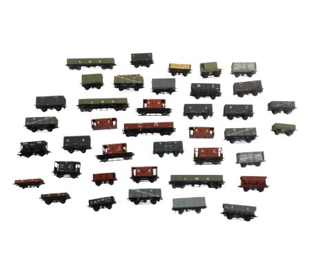 Various kit built OO gauge rolling stock, including coal wagons, brake vans, plank wagons, tippler trucks, etc. (1 box)