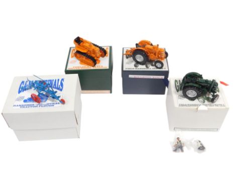 G&amp;M Originals white metal and resin tractors and implements, 1:32 scale, comprising Field Marshall Series 2 Mk II Contrac