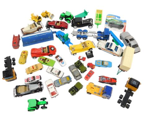 Corgi, Hot Wheels and other playworn diecast, including a Corgi Foden tanker, Corgi Cubs police car, Corgi Rover 3500, Matchb