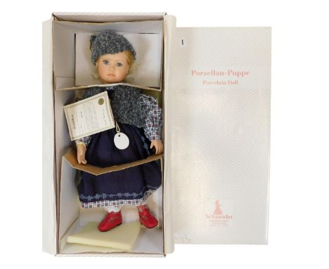 A Schneider hand made porcelain doll Beate, limited edition number 146/750, boxed. 