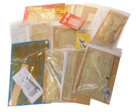 Various etched brass and white metal kits, including a GNR horse box, North Eastern Railway ten tonne goods van, North Easter