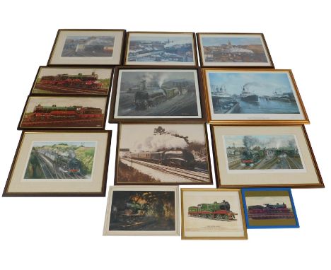 Various limited edition prints of trains, boats, and two after Graham Lee. 