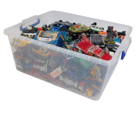 Matchbox playworn diecast, including Matchbox Ferrari Testarossa, Corgi Jaguar XJR9, Matchbox Adventure 2000K 2002 Flight Hun