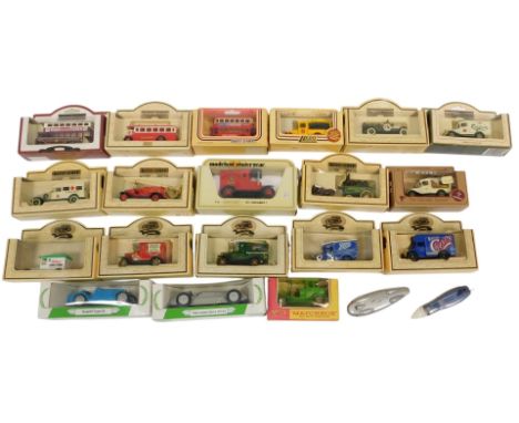 Matchbox and Lledo Days Gone diecast, including a Matchbox Y3 1910 Benz limousine, Lledo Days Gone London bus, Lledo Days Gon