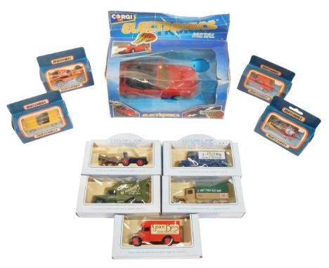 Corgi, Lledo and Matchbox diecast, including a Corgi Electronics metal Porsche 911, Matchbox MB12 modified racer, Matchbox MB