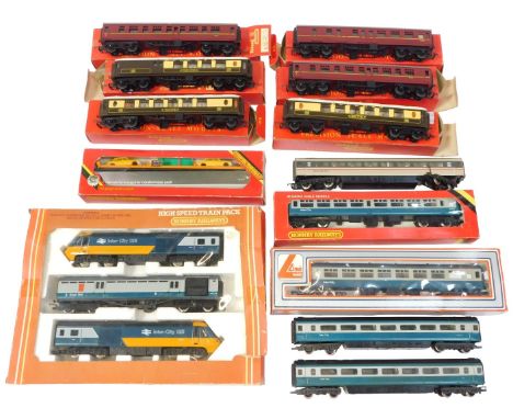 Hornby Railways and Tri-ang OO gauge locomotives and rolling stock, including a Class 43 HST train pack, Lima Intercity coach