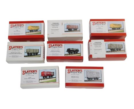 Slater's O gauge wagon kits, including 7045B Barrow Barnsley, 7041W Princes of Wales Collieries, 7024F MR ten tonne covered f