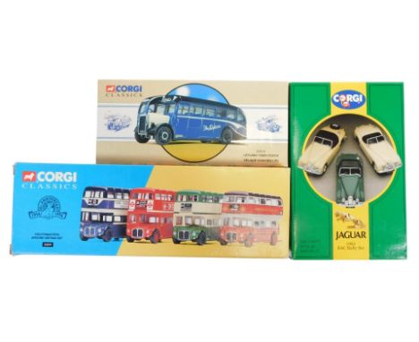 Corgi Classics boxed diecast, including 97216 Leyland Tiger coach Delaine Coaches Limited, Corgi Classics 33001 Routemasters 