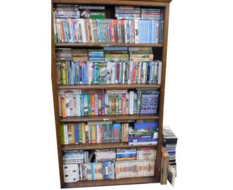 Various locomotive related VHS tapes and DVDs. (1 bookcase)
