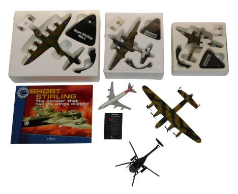 Various diecast planes, comprising 1:72 scale OH6A, a 617 Grand Slam Lancaster, a Schabak Boeing 747 Qantas and stick pin, a 