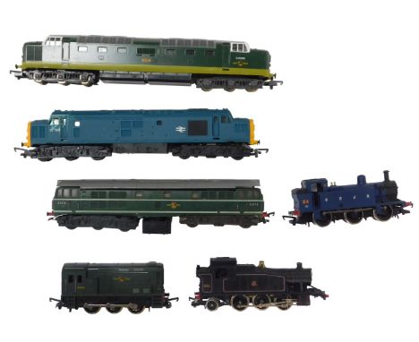V Hornby and Lima OO gauge locomotives, including a Deltic diesel locomotive D9003 Meld, two-tone BR green, a Class 3P locomo