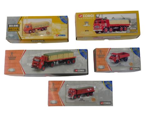 V Corgi boxed diecast vehicles, comprising Building Britain 13905 Rugby Cement Foden S21 eight wheel platform lorry with shee
