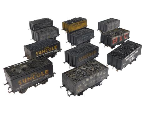 Kit-built O gauge wagons, including Sun Coal Smokeless Nottingham Fuel, Brentnall &amp; Cleveland plank van, Newstead Collier
